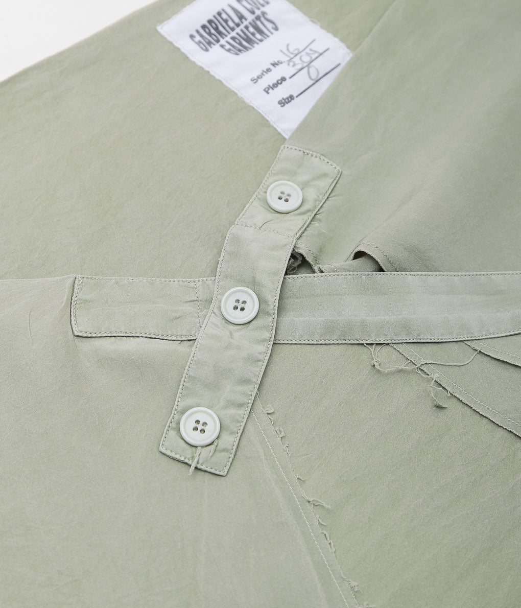 GABRIELA COLL GARMENTS ''NO.304 SILK PONGEE WRAP SKIRT'' (OFF GREEN)
