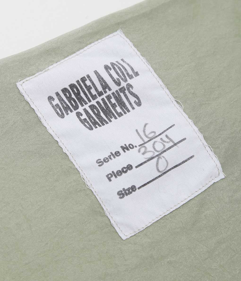 GABRIELA COLL GARMENTS ''NO.304 SILK PONGEE WRAP SKIRT'' (OFF GREEN)