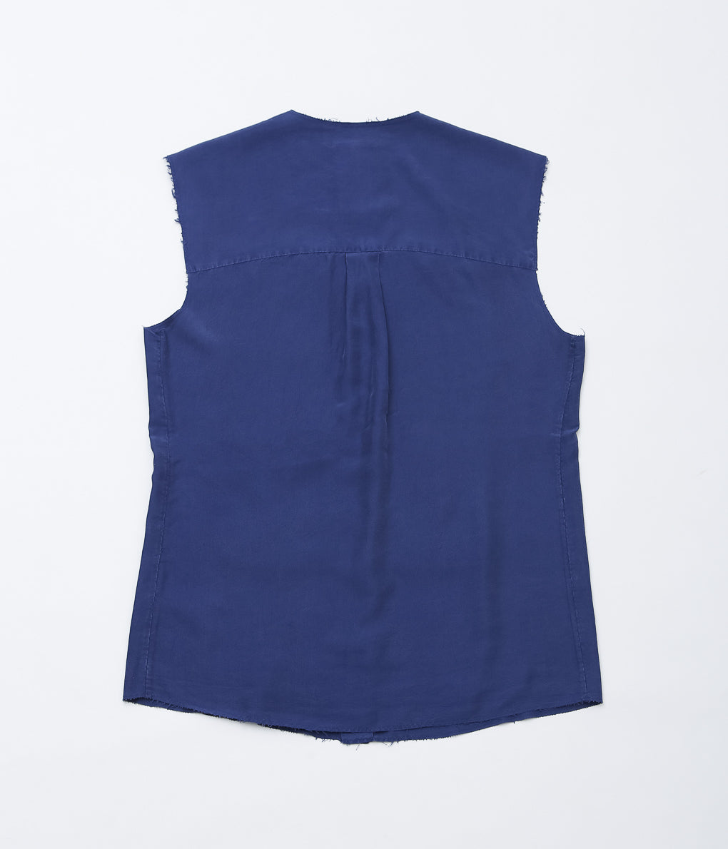 GABRIELA COLL GARMENTS ''NO.74 SILK PONGEE SLEEVELESS SHIRT'' (BLUE)