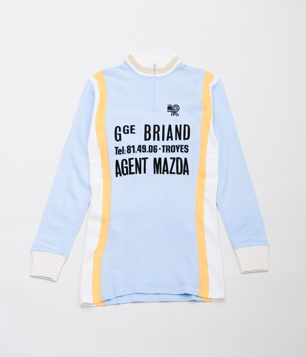 VINTAGE CLOTHING''1970's CYCLING WOOL JERSEY'' (LT BLUE×YELLOW)