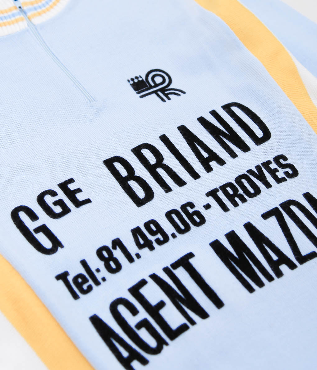 VINTAGE CLOTHING''1970's CYCLING WOOL JERSEY'' (LT BLUE×YELLOW)