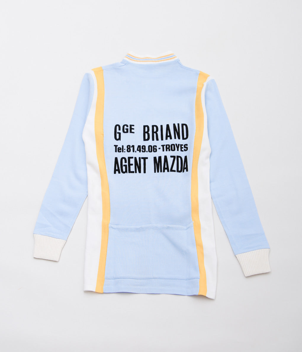 VINTAGE CLOTHING''1970's CYCLING WOOL JERSEY'' (LT BLUE×YELLOW)