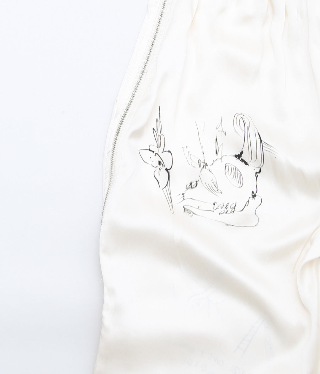 WONDEROUND ''BOXING TROUSERS W/HAND DRAWING'' (CREAM/SILK)
