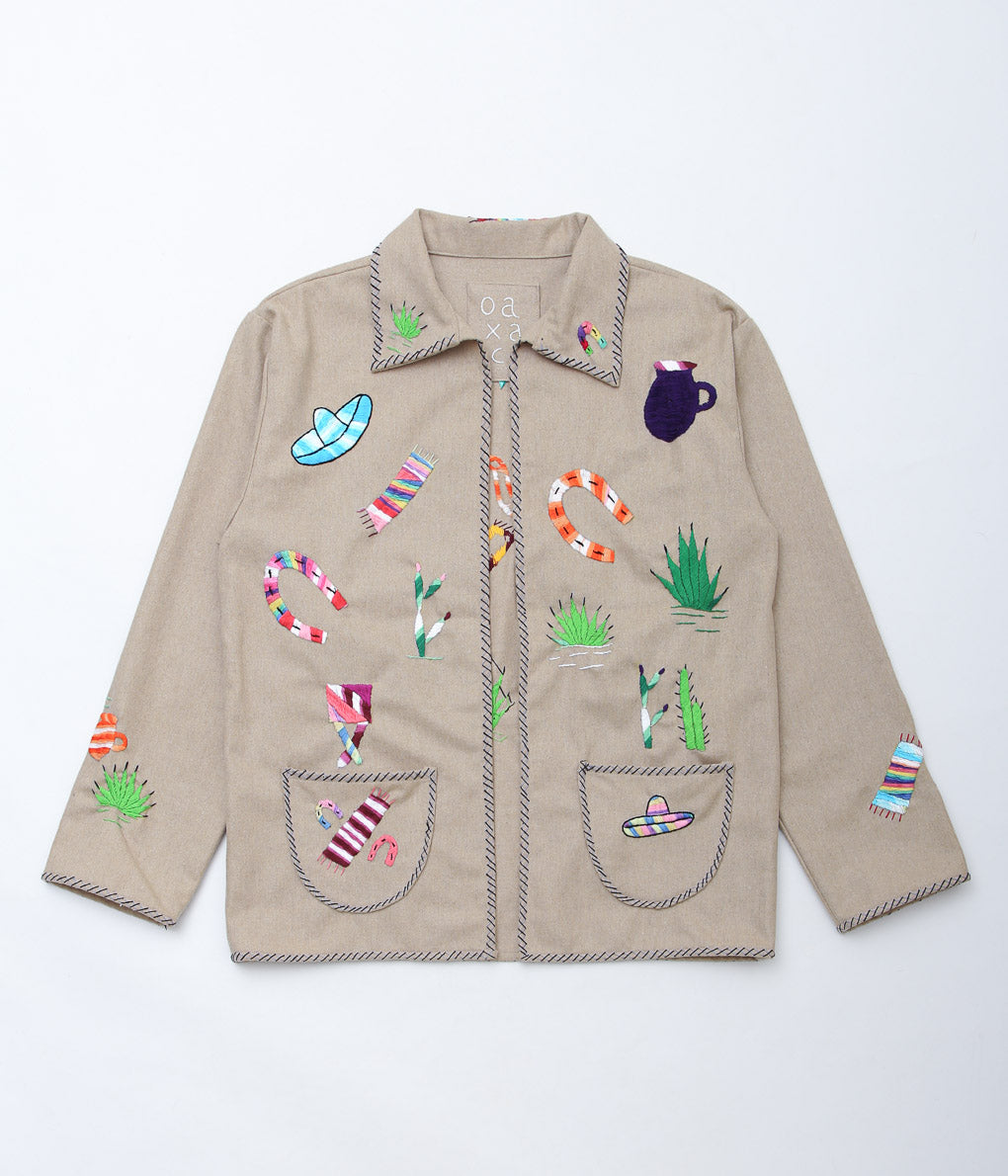 OAXACA ''SOUVENIR JACKET B'' (KHAKI/COLORFUL) – THE STORE BY MAIDENS