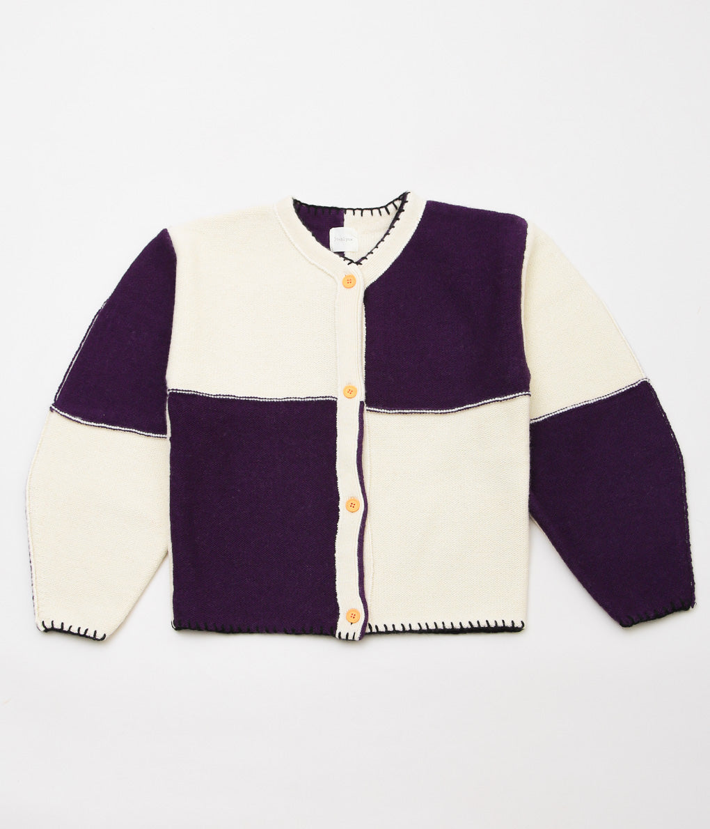 JONNLYNX ''BRITISH YARN CARDIGAN'' (WHITE×PULPLE)