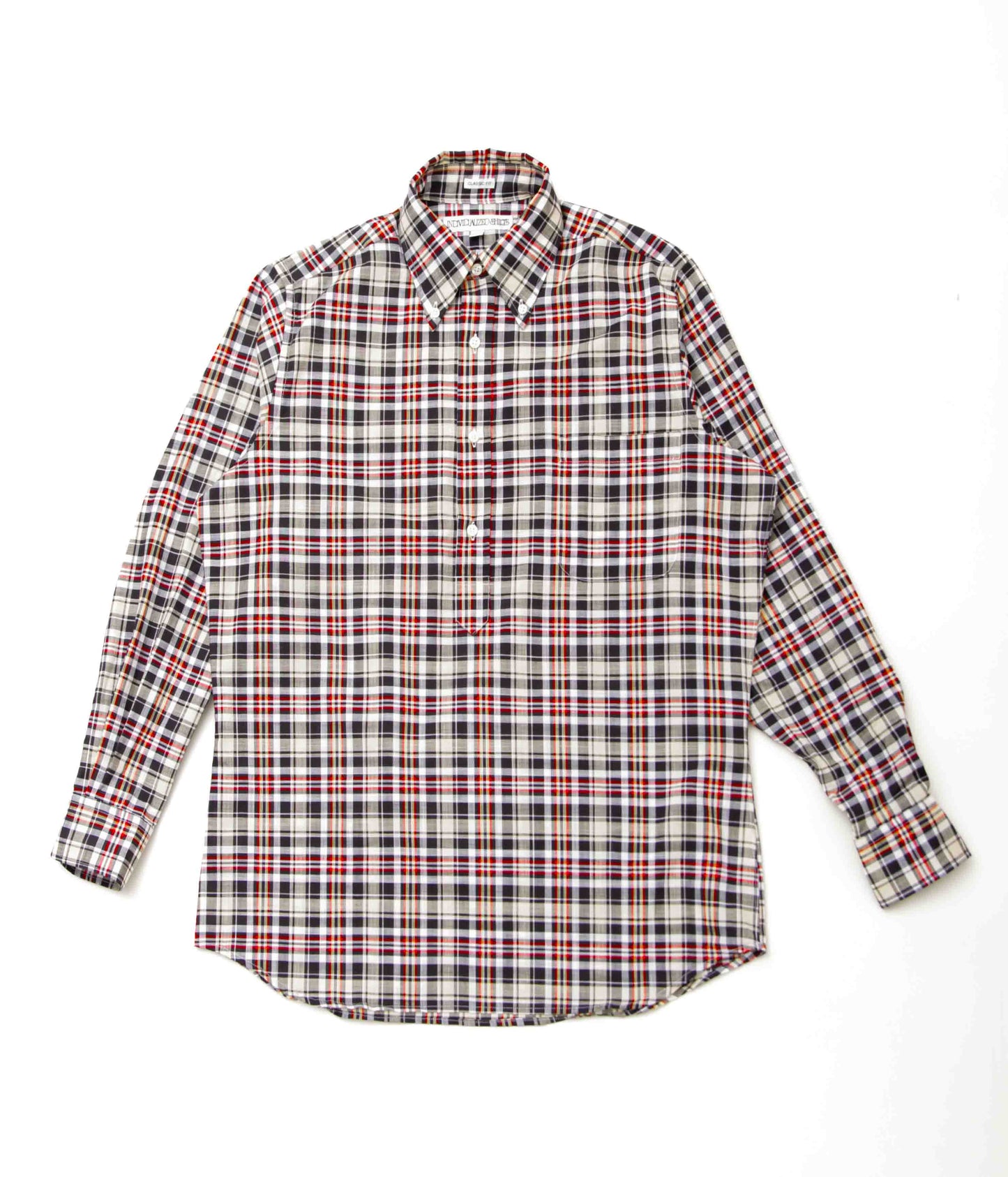 INDIVIDUALIZED SHIRTS ''SLUB MADRAS POPOVER CLASSIC FIT BUTTON DOWN SHIRTS'' (BEIGE)