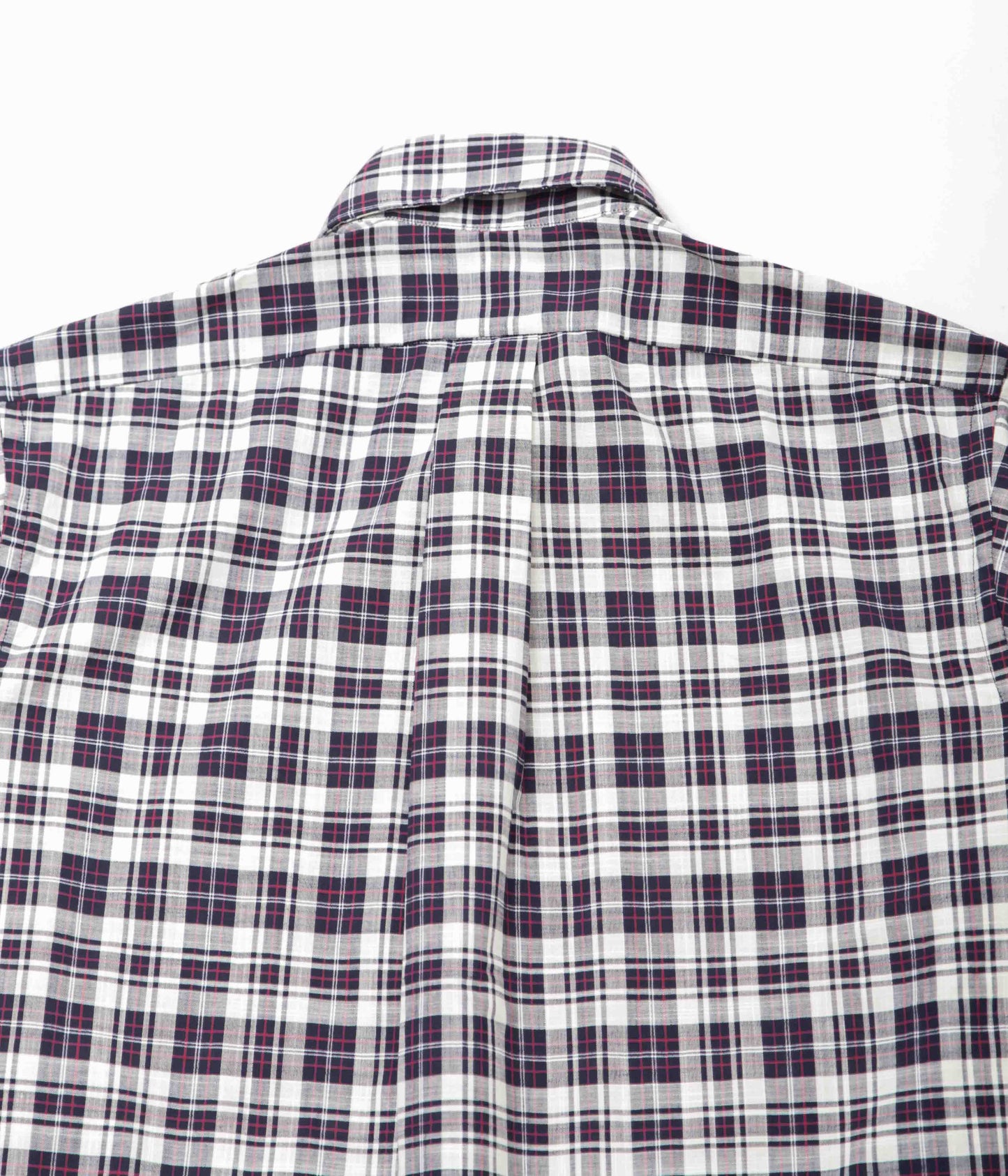 INDIVIDUALIZED SHIRTS ''SLUB MADRAS POPOVER CLASSIC FIT BUTTON DOWN SHIRTS'' (NAVY)