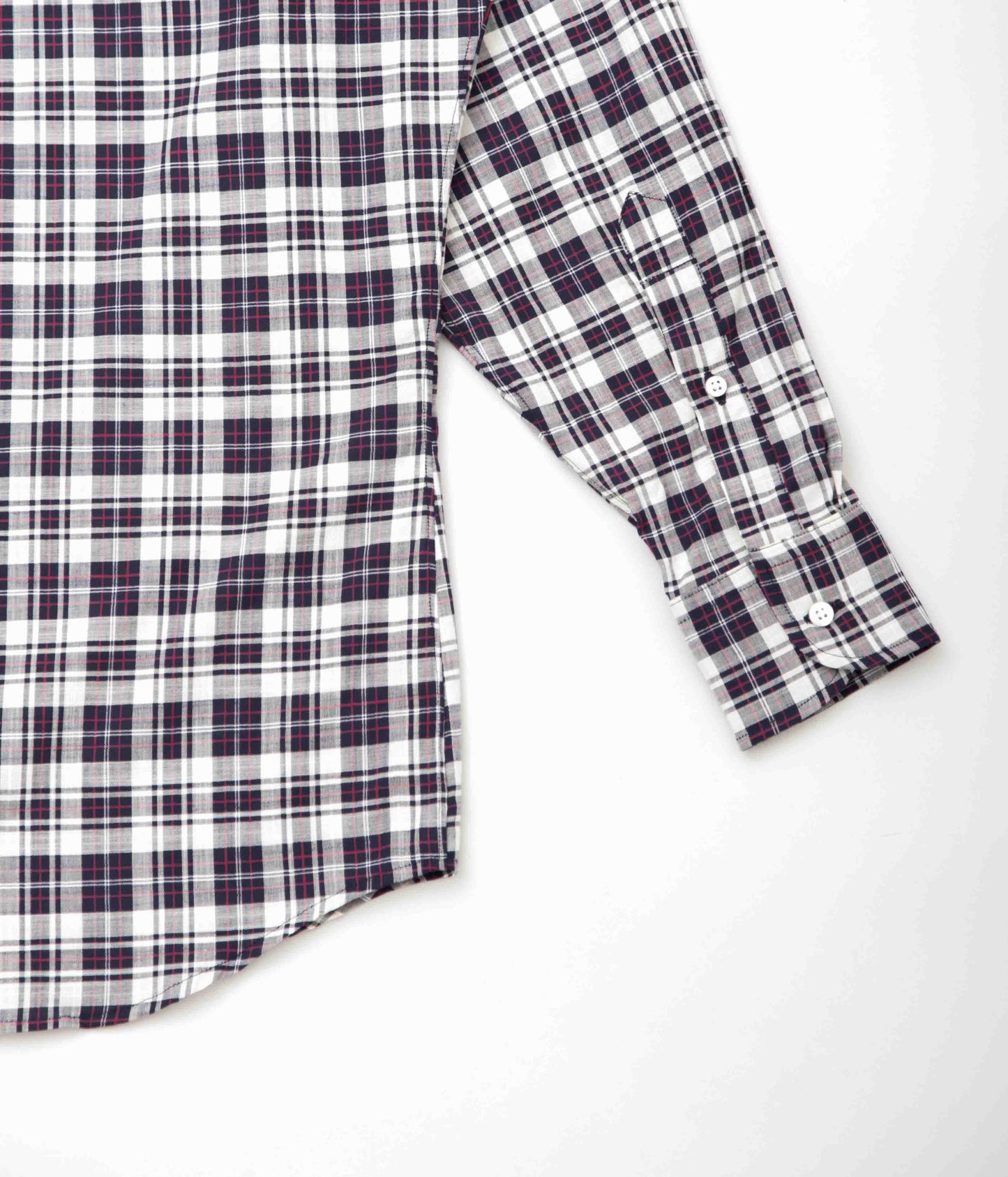 INDIVIDUALIZED SHIRTS ''SLUB MADRAS POPOVER CLASSIC FIT BUTTON DOWN SHIRTS'' (NAVY)