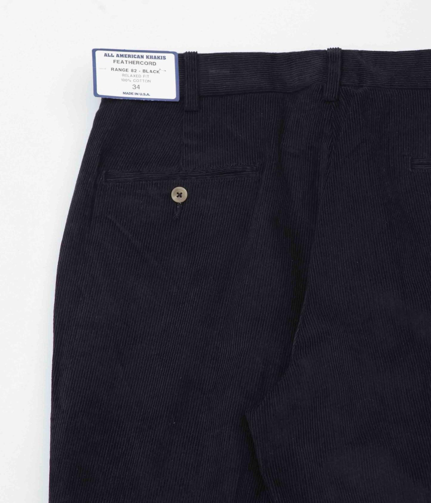 ALL AMERICAN KHAKIS ''DALTON FEATHER CORD FLAT FRONT'' (BLACK CORDUROY)