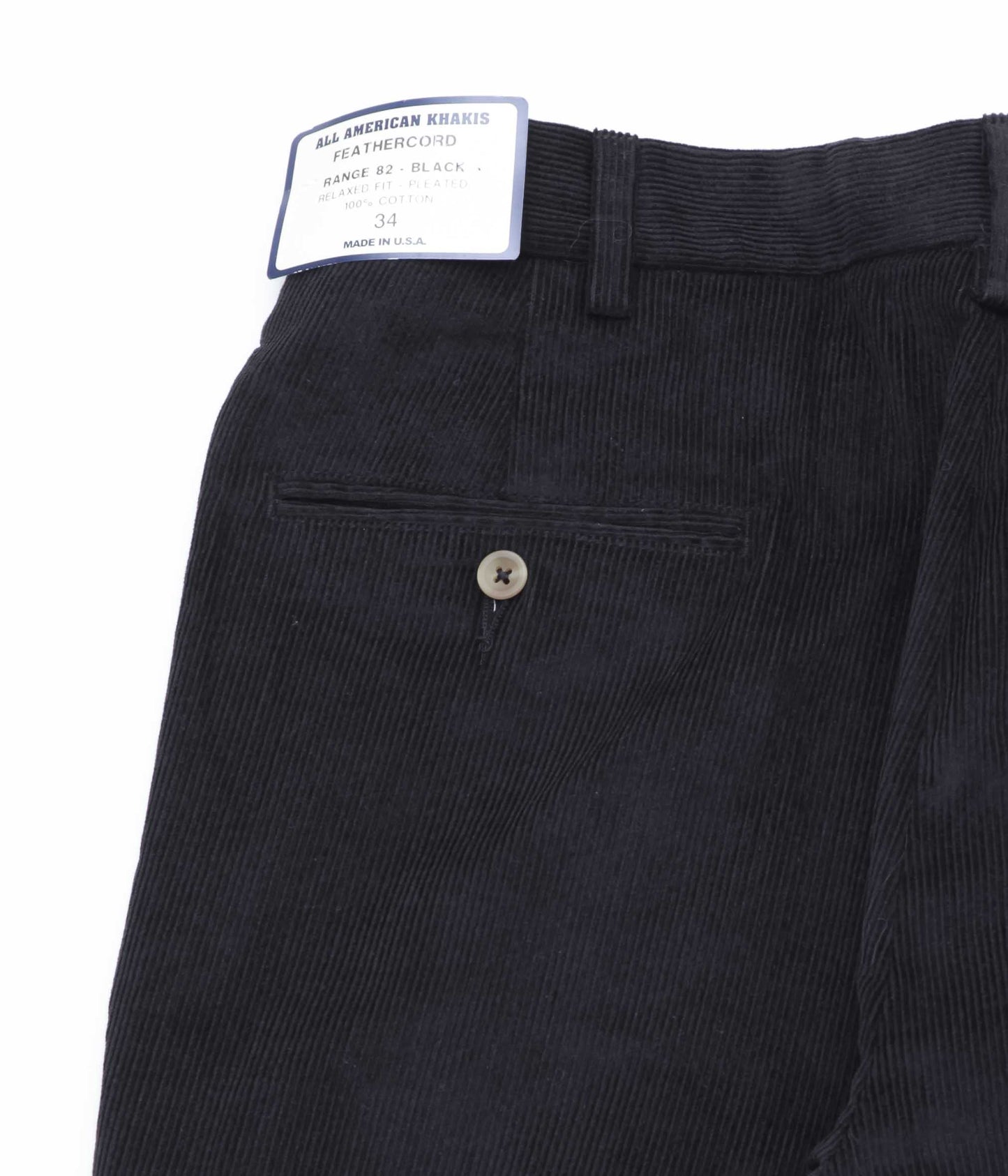 ALL AMERICAN KHAKIS ''DALTON FEATHER CORD DOUBLE PLEATS'' (BLACK CORDUROY)