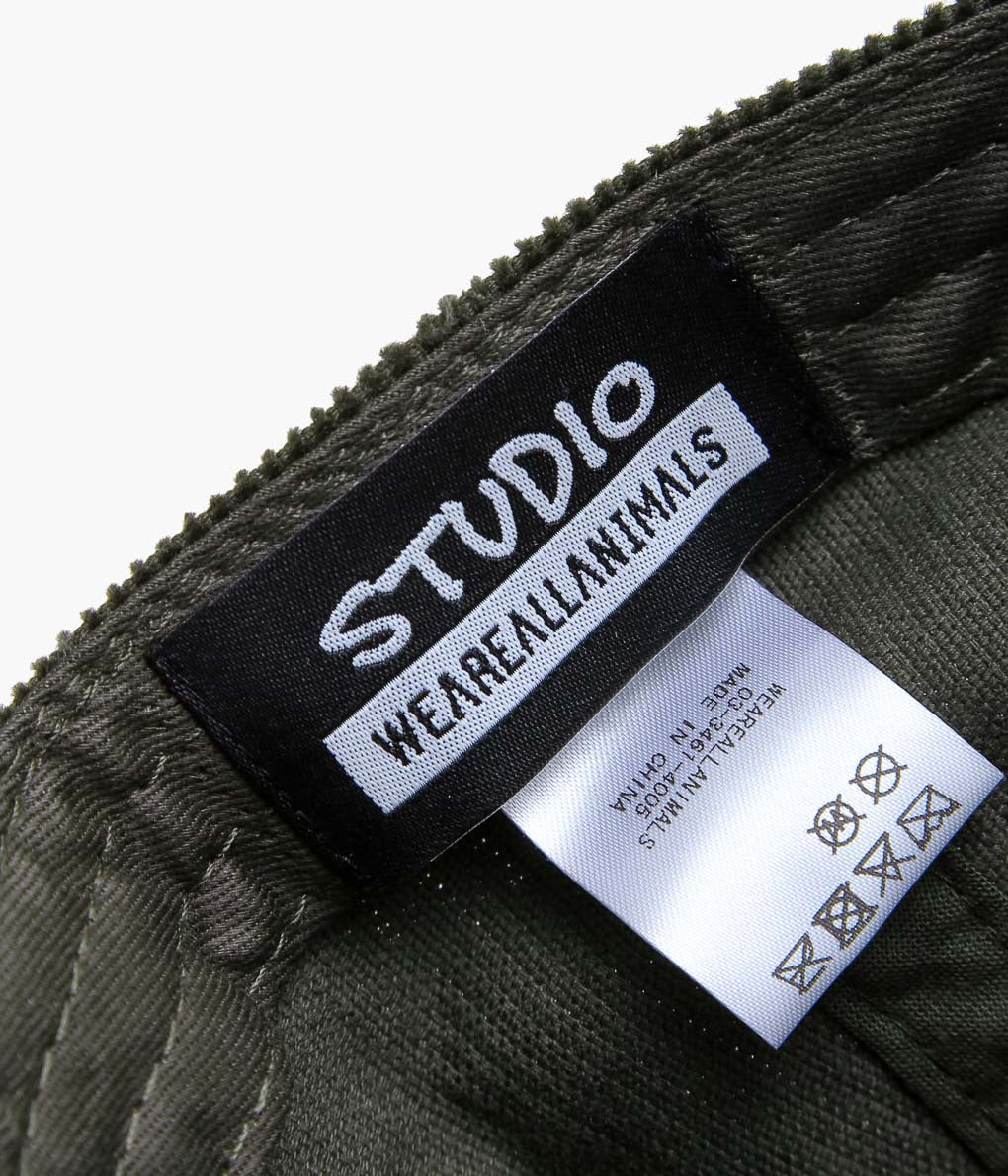 STUDIO WEAREALLANIMALS × MAIDENS SHOP ''ESSENTIAL SCRIPT LOGO CAP CORDUROY'' (DARK GREEN)