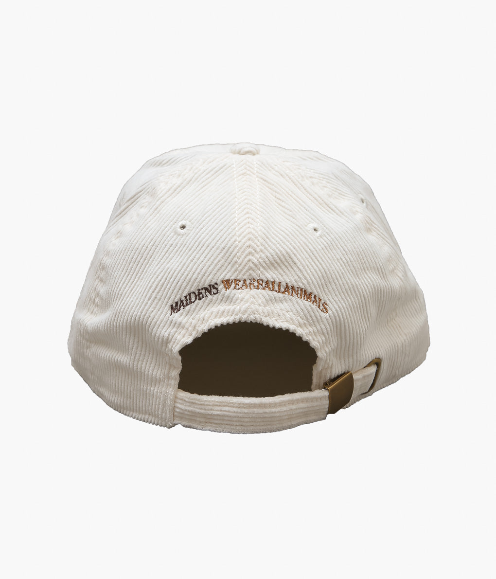 STUDIO WEAREALLANIMALS × MAIDENS SHOP ''ESSENTIAL SCRIPT LOGO CAP CORDUROY'' (OFF WHITE)