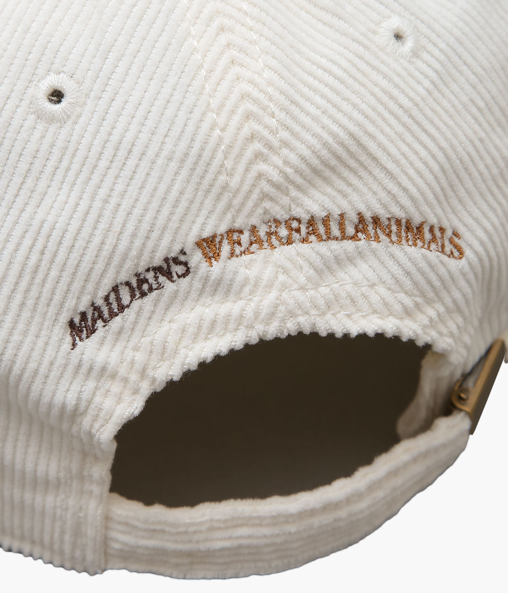 STUDIO WEAREALLANIMALS × MAIDENS SHOP ''ESSENTIAL SCRIPT LOGO CAP CORDUROY'' (OFF WHITE)