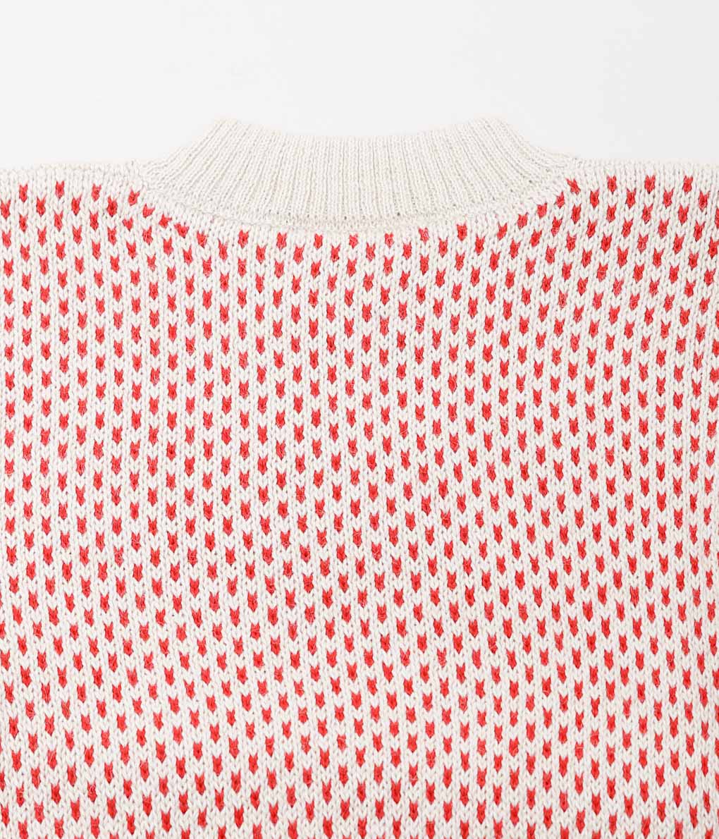 USONIAN SPORTSWEAR ''BIRDS EYE SWEATER'' (WHITE/RED)