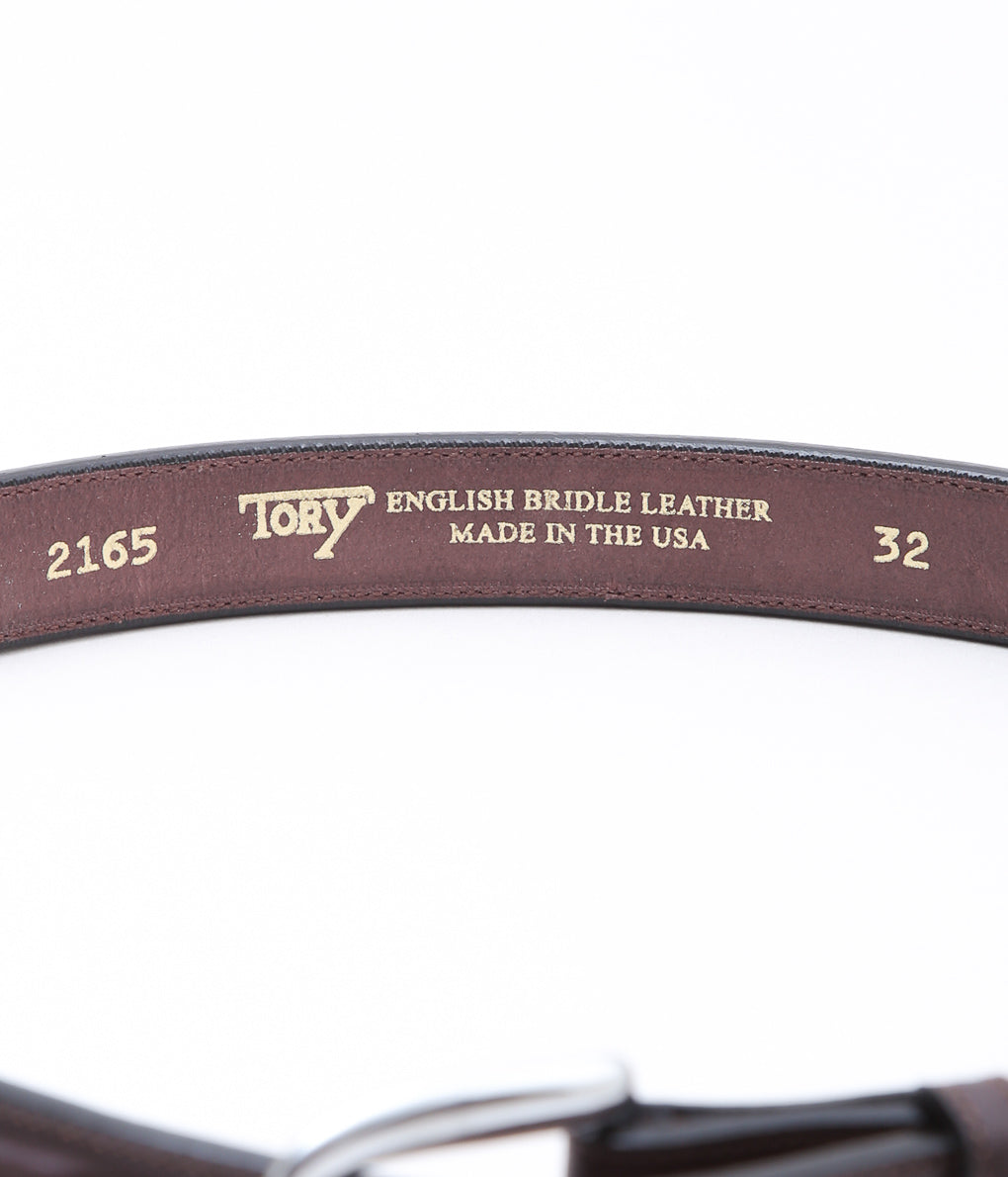 TORY LEATHER ''2165 CLASSIC BRIDLE LEATHER RAISED BELT'' (HAVANA/NICKEL)