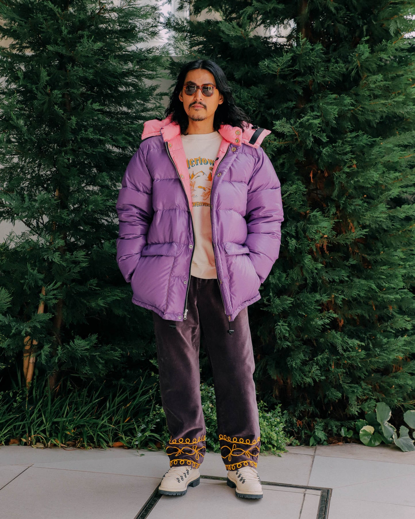 CRESCENT DOWN WORKS "CLASSICO DOWN PARKA"(PURPLE/BERRY)