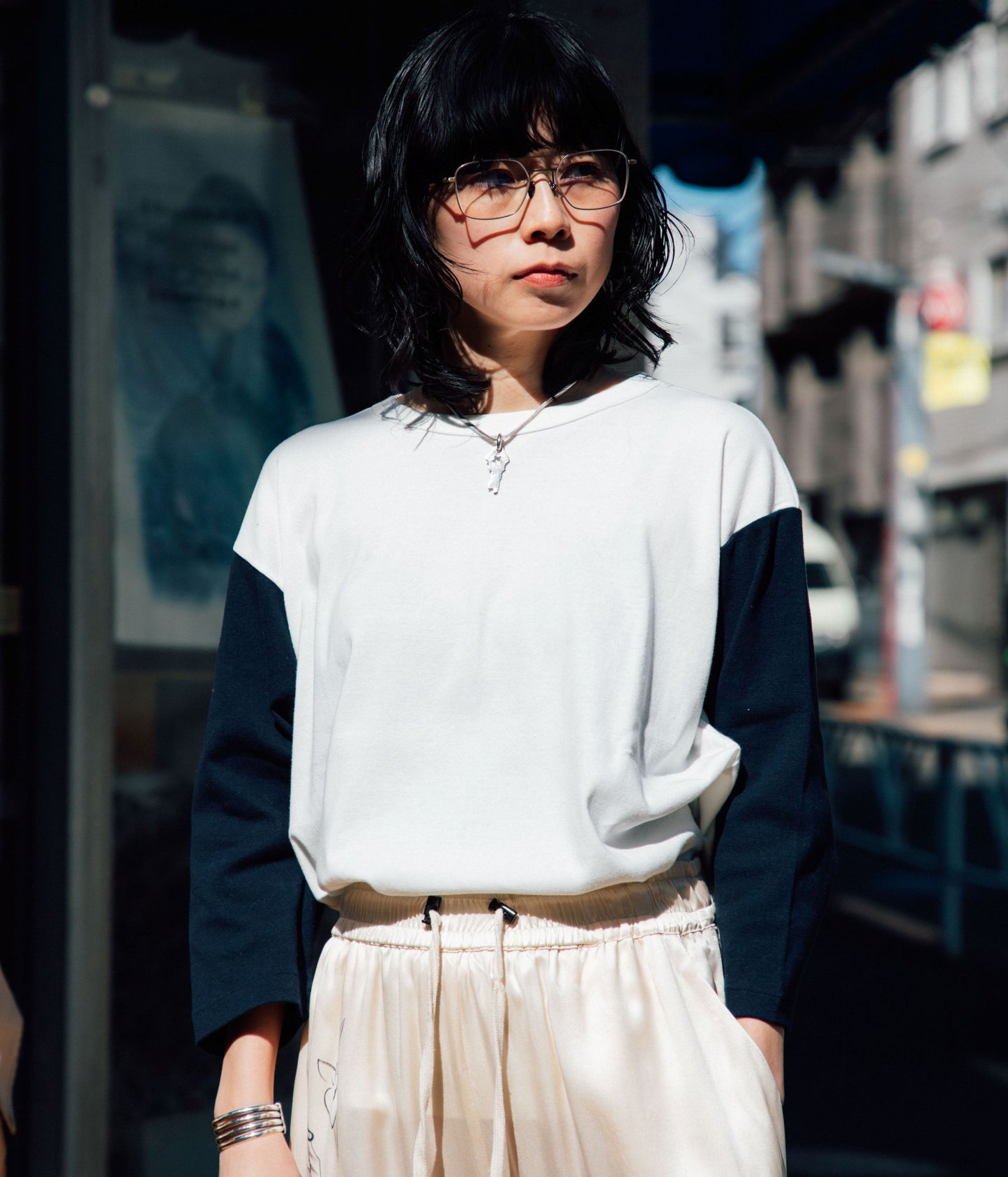 FILMELANGE ''FRANCKY'' (WHITE/B.NAVY)