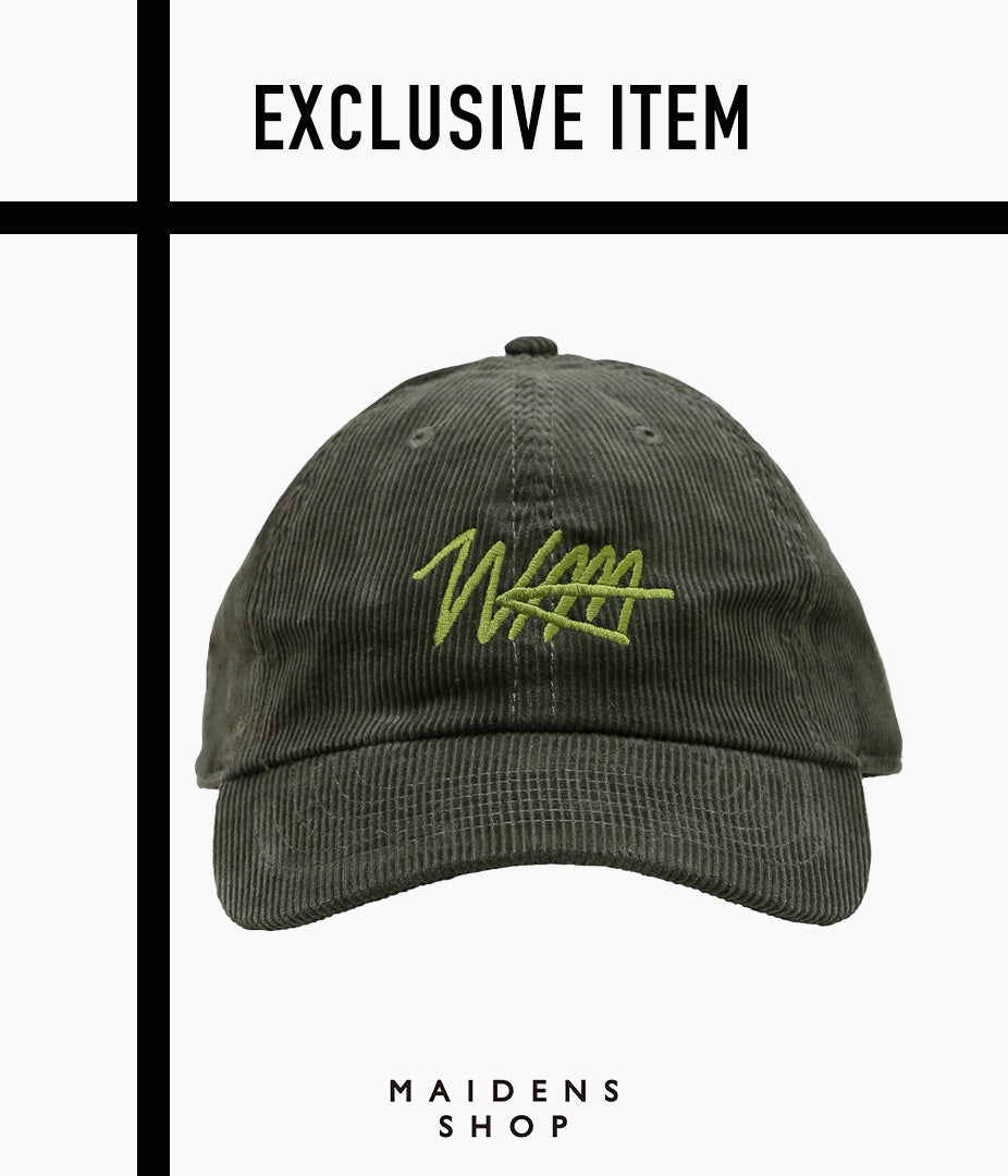 STUDIO WEAREALLANIMALS × MAIDENS SHOP ''ESSENTIAL SCRIPT LOGO CAP CORDUROY'' (DARK GREEN)