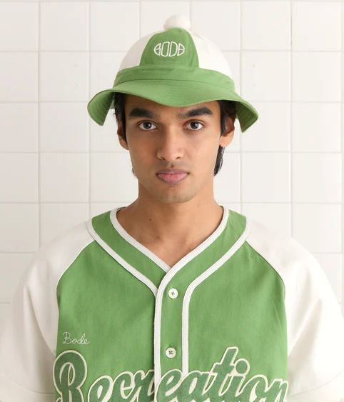 BODE ''PANELED GRANDFATHER HAT'' (GREEN WHITE)