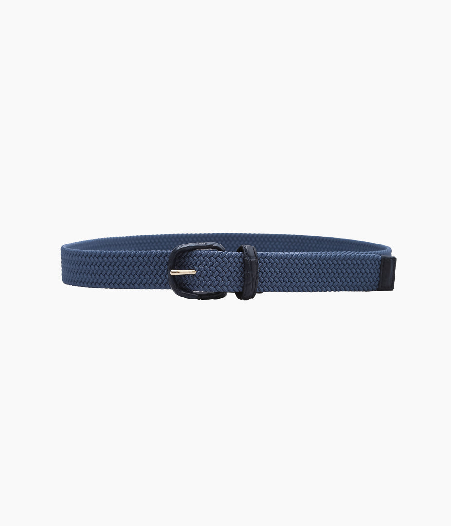 ANDERSON'S ''ELASTIC MESH BELT / CROCODILE LEATHER'' (BLUE) – THE