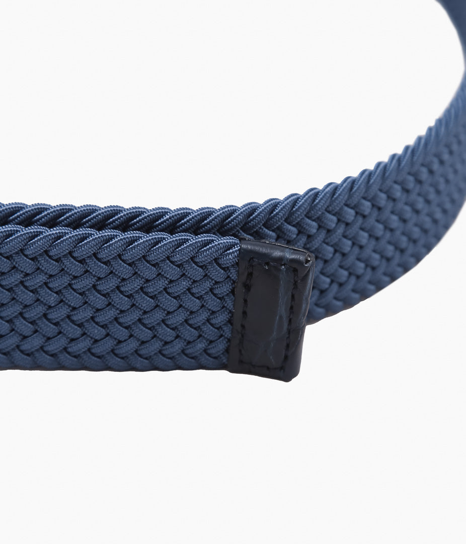 ANDERSON'S ''ELASTIC MESH BELT / CROCODILE LEATHER'' (BLUE)
