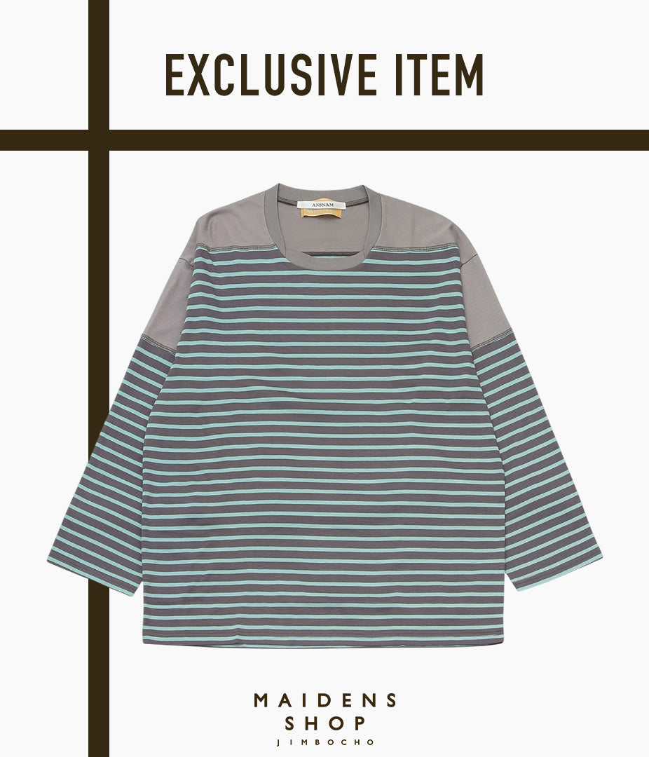 ANSNAM ''MARINE BORDER T-SHIRT｜WIDE STRIPE'' (CHARCOAL×BLUE