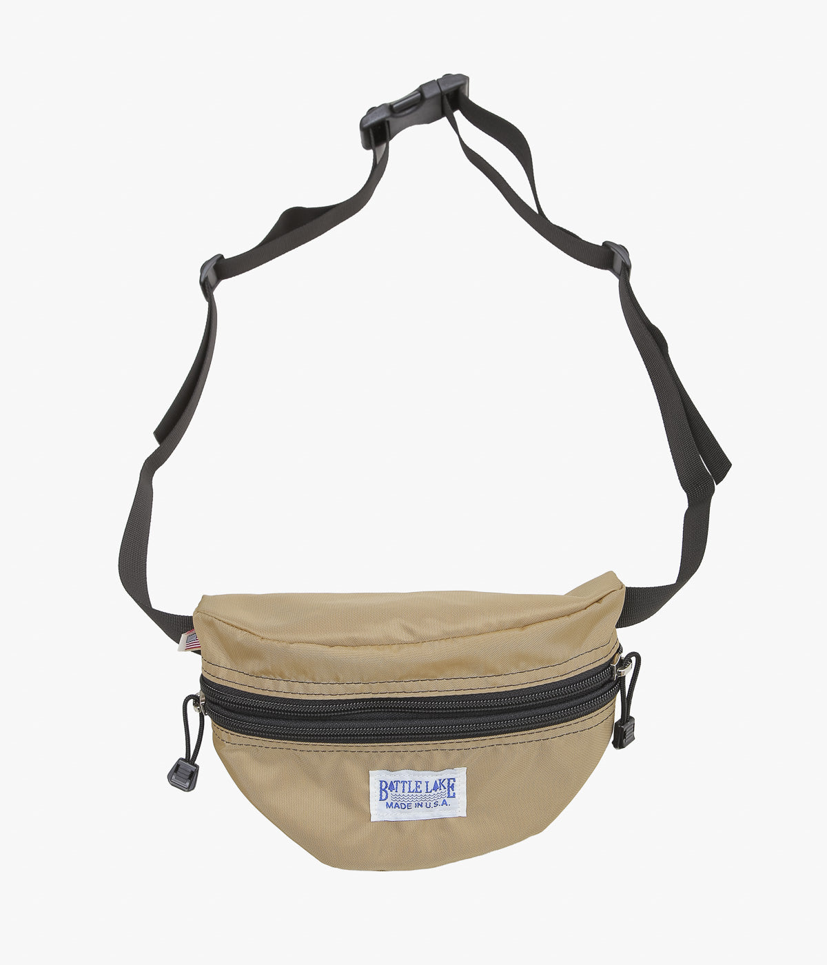 BATTLE LAKE ''WAIST POUCH DOUBLE ZIPPER(NYLON)'' (CAMEL)