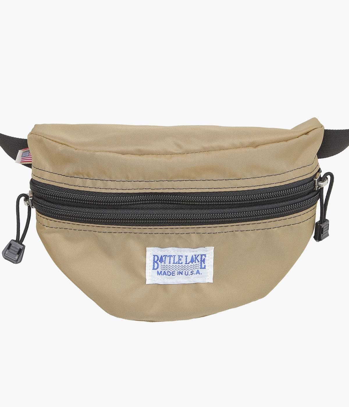 BATTLE LAKE ''WAIST POUCH DOUBLE ZIPPER(NYLON)'' (CAMEL)