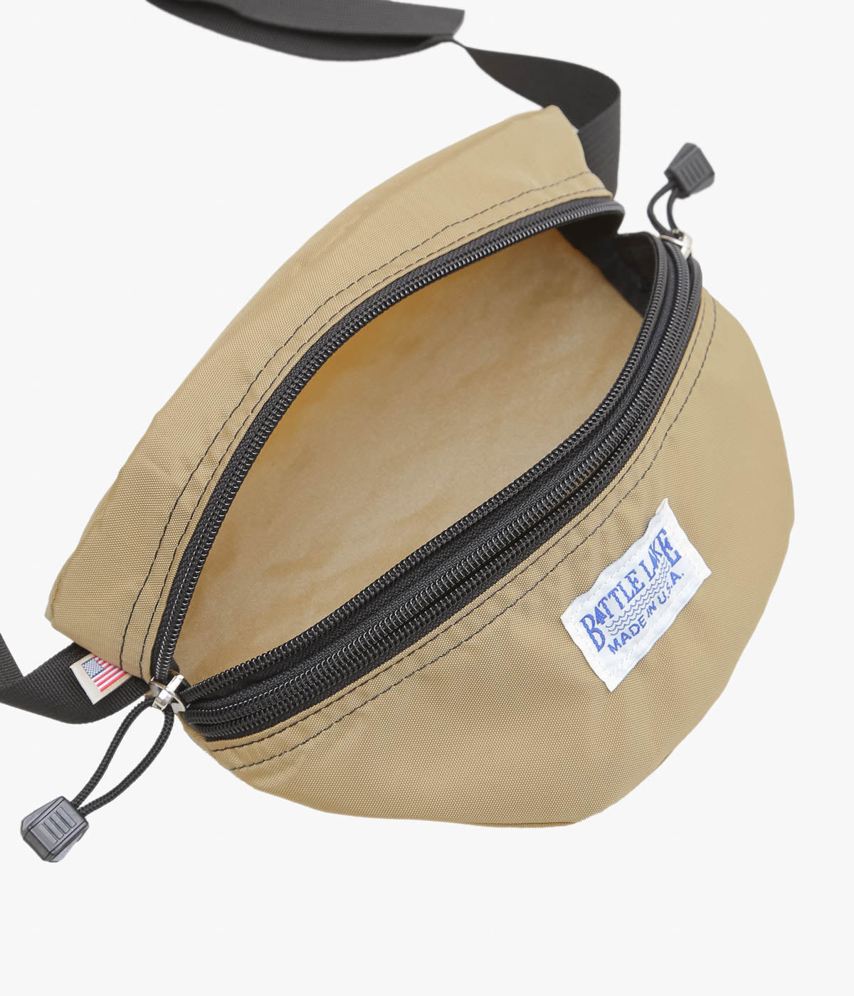 BATTLE LAKE ''WAIST POUCH DOUBLE ZIPPER(NYLON)'' (CAMEL)