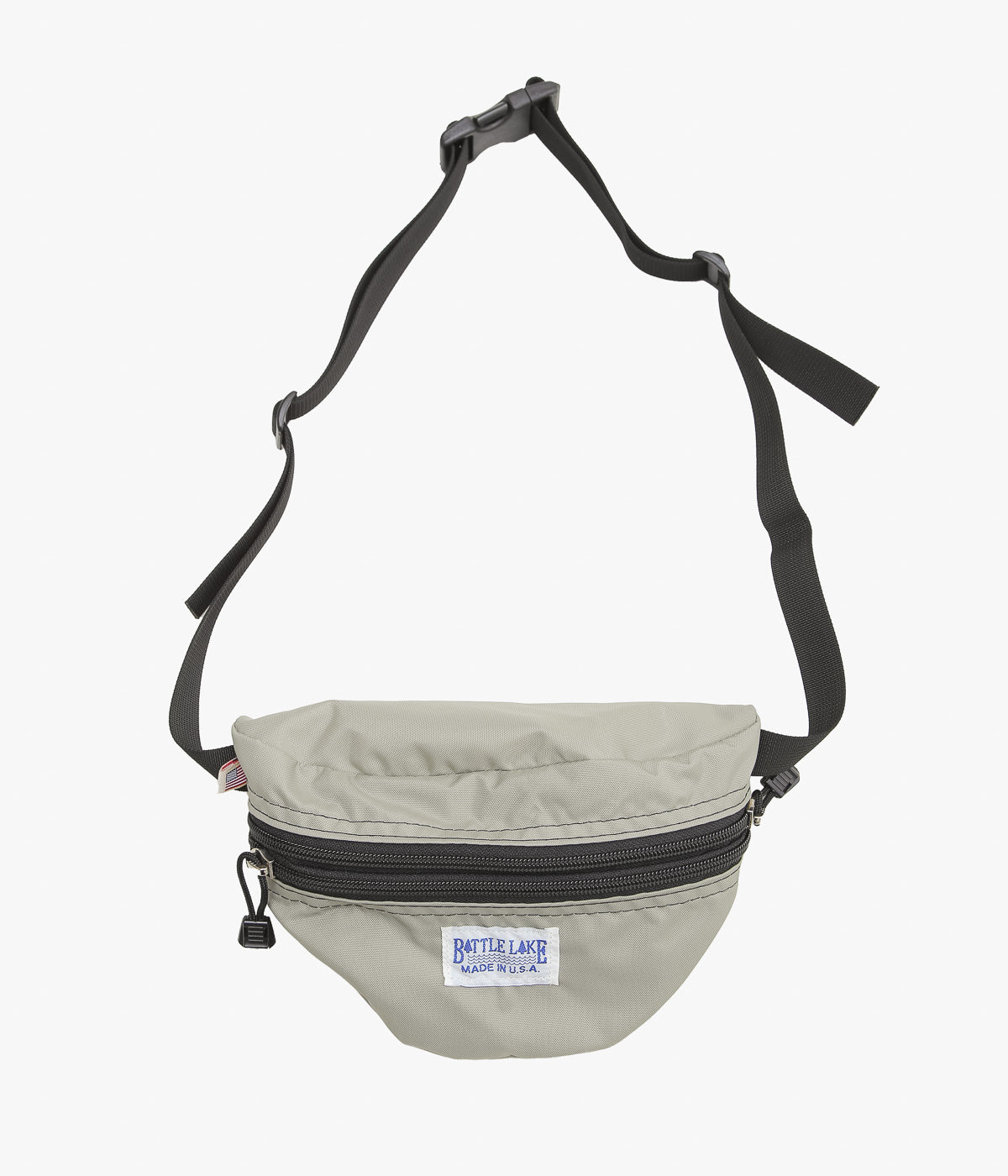 BATTLE LAKE ''WAIST POUCH DOUBLE ZIPPER(NYLON)'' (LT.GREY)