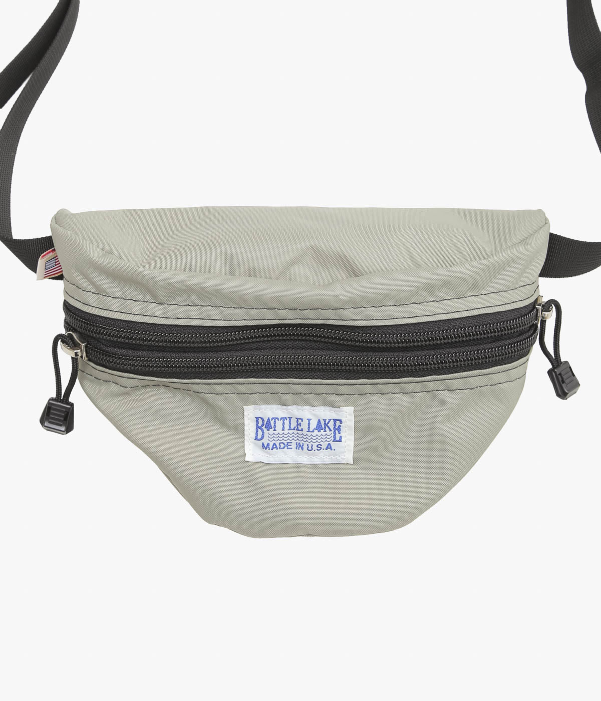 BATTLE LAKE ''WAIST POUCH DOUBLE ZIPPER(NYLON)'' (LT.GREY)