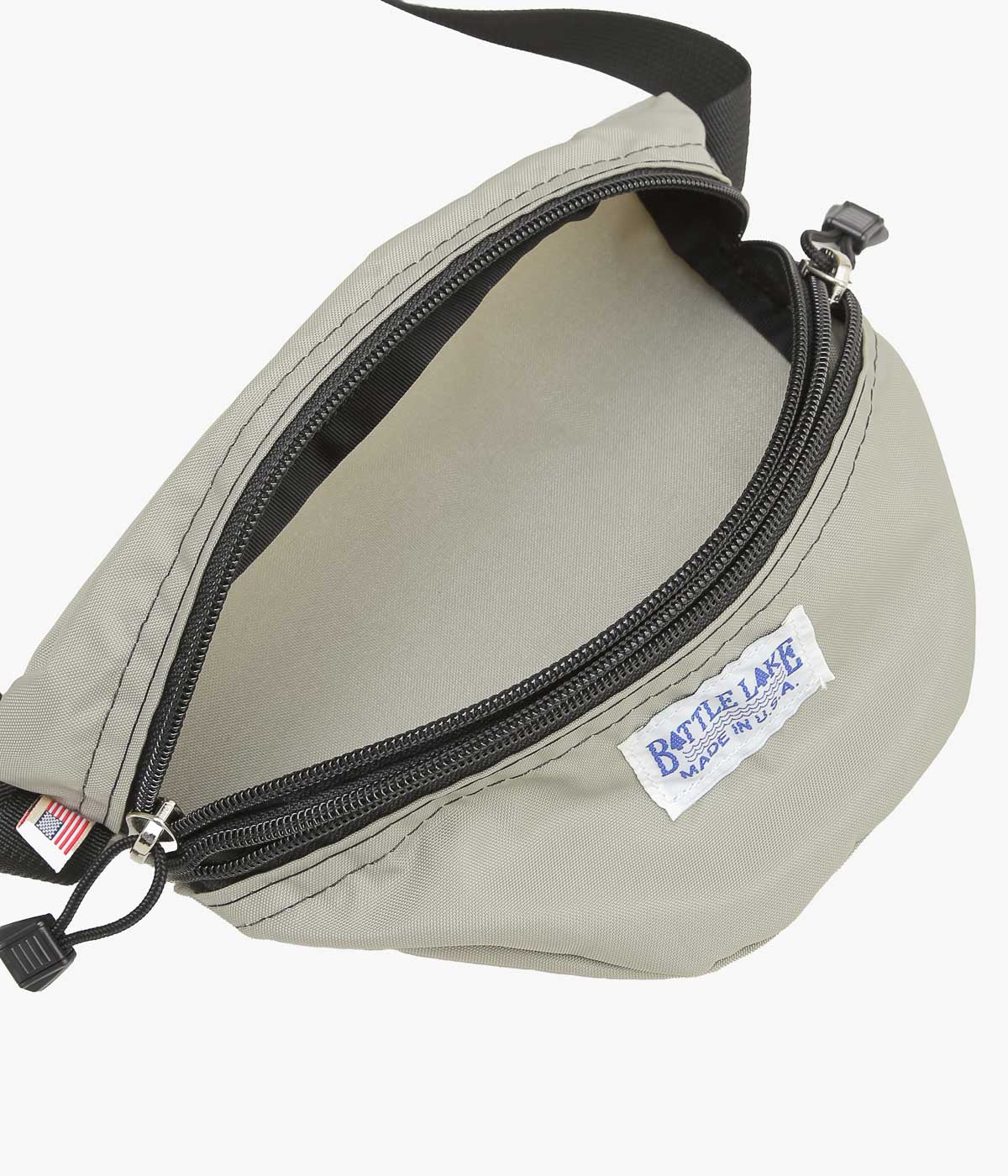 BATTLE LAKE ''WAIST POUCH DOUBLE ZIPPER(NYLON)'' (LT.GREY)