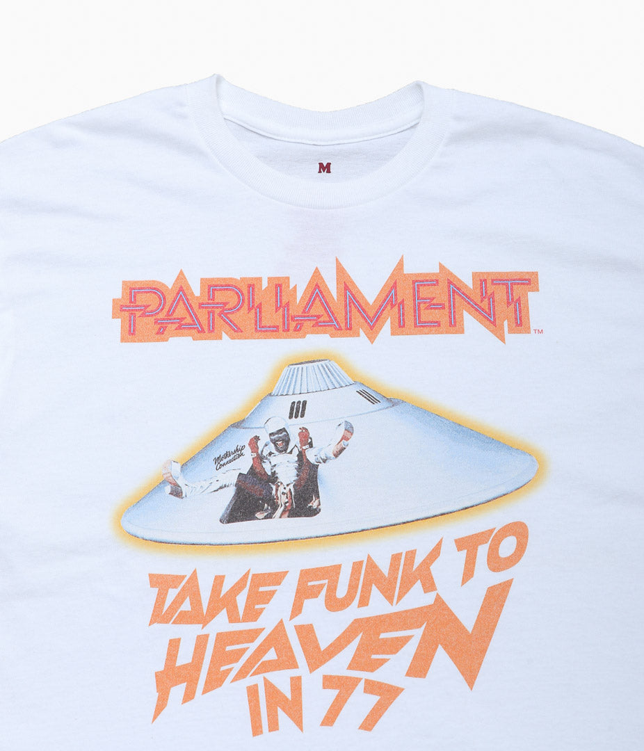 BLUESCENTRIC ''PARLIAMENT TAKE FUNK TO HEAVEN IN 77 HEAVY TEE'' (WHITE)