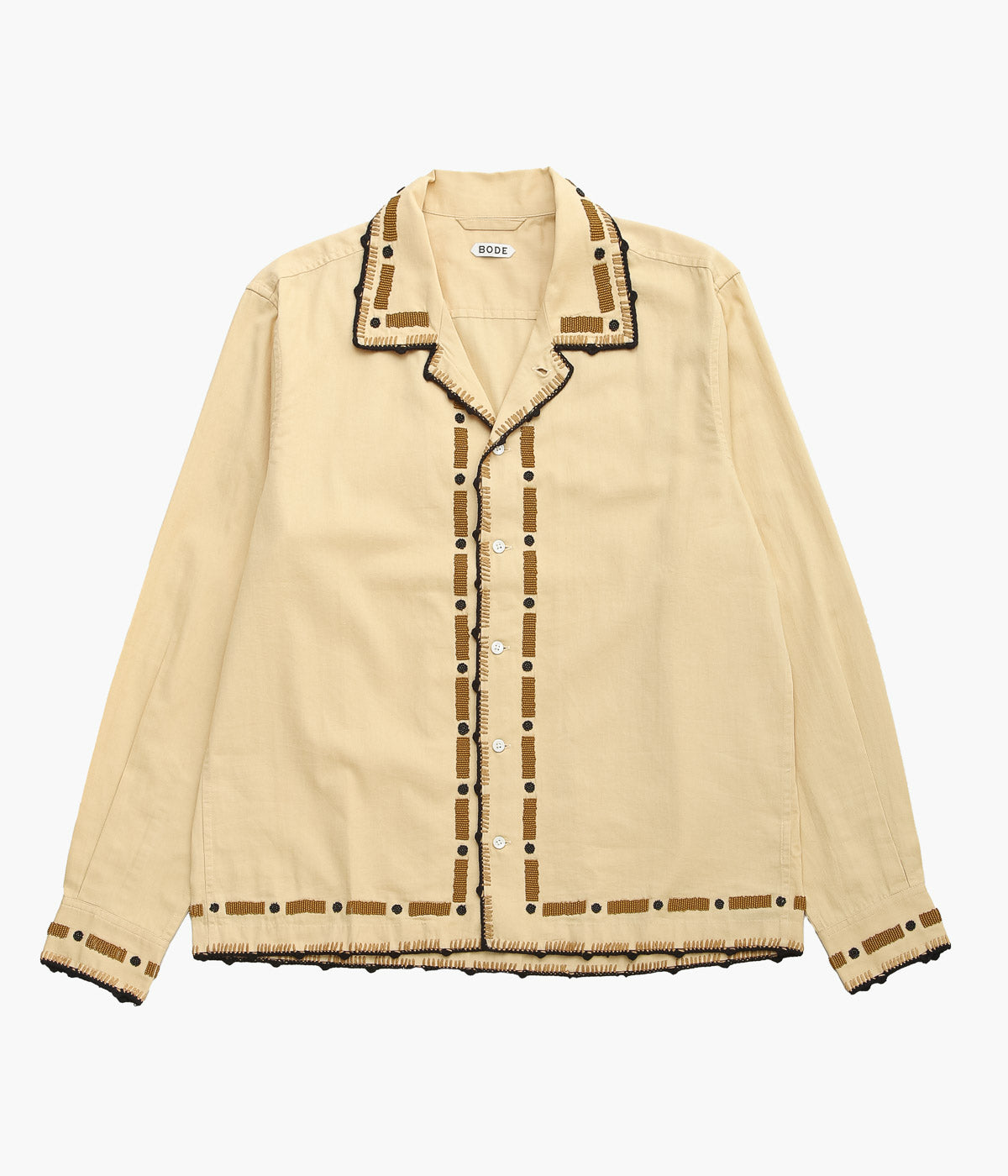 BODE ''BEADED RYEGRASS LONG SLEEVE SHIRT'' (TAN BROWN)