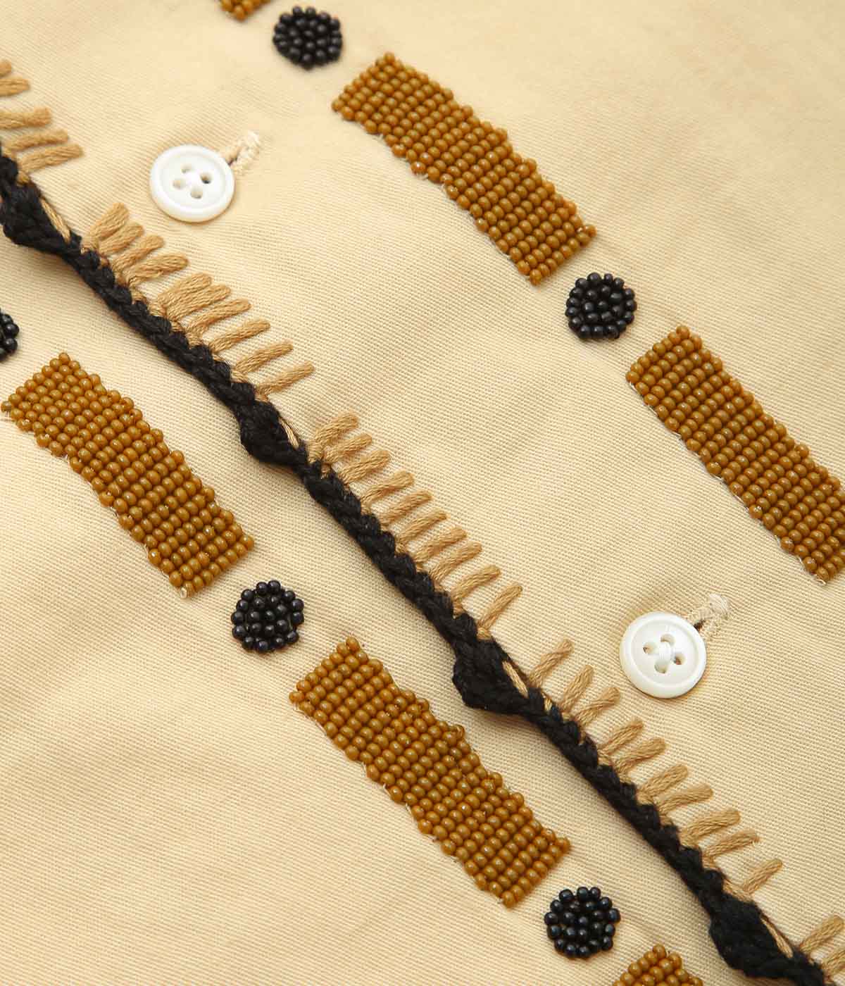 BODE ''BEADED RYEGRASS LONG SLEEVE SHIRT'' (TAN BROWN)