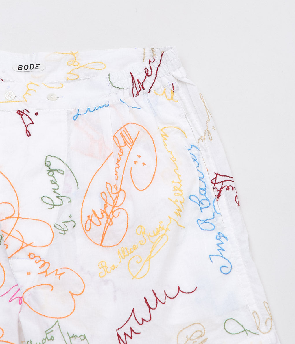 BODE ''SIGNATURE SCRAWL BOXERS'' (WHITE MULTI)