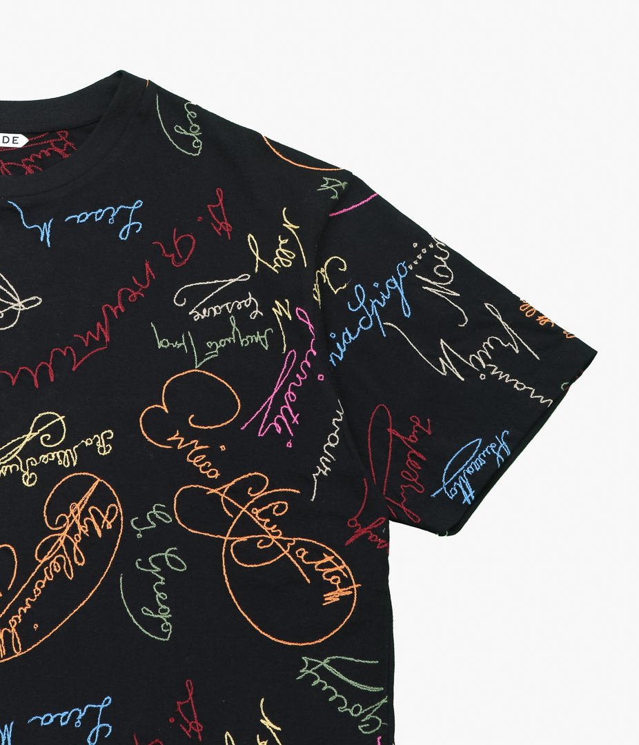 BODE ''SIGNATURE SCRAWL BOXY TEE'' (BLACK MULTI)