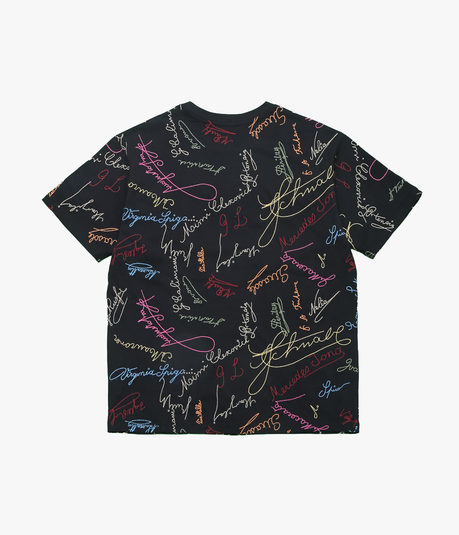 BODE ''SIGNATURE SCRAWL BOXY TEE'' (BLACK MULTI)