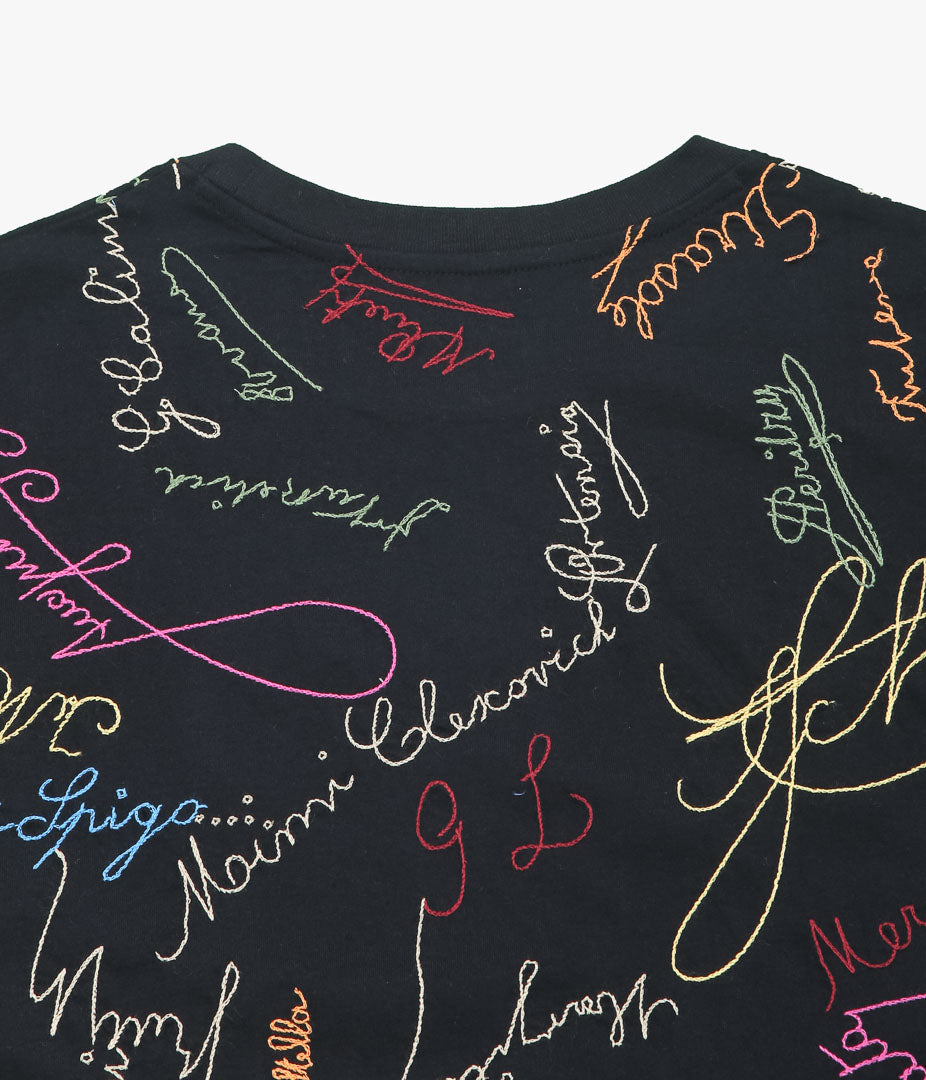 BODE ''SIGNATURE SCRAWL BOXY TEE'' (BLACK MULTI)