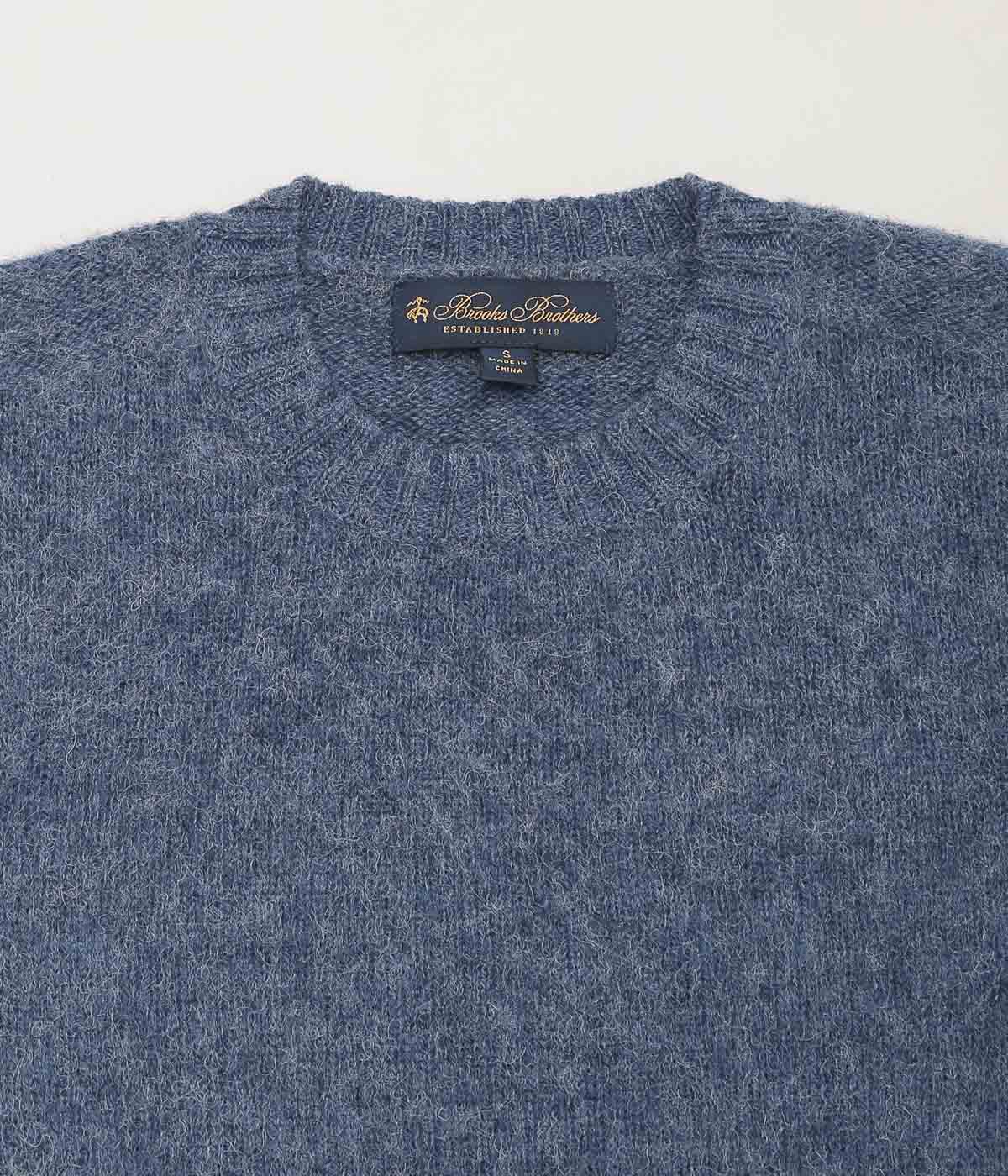 BROOKS BROTHERS ''BRUSHED WOOL CREW NECK SWEATER'' (DENIM)