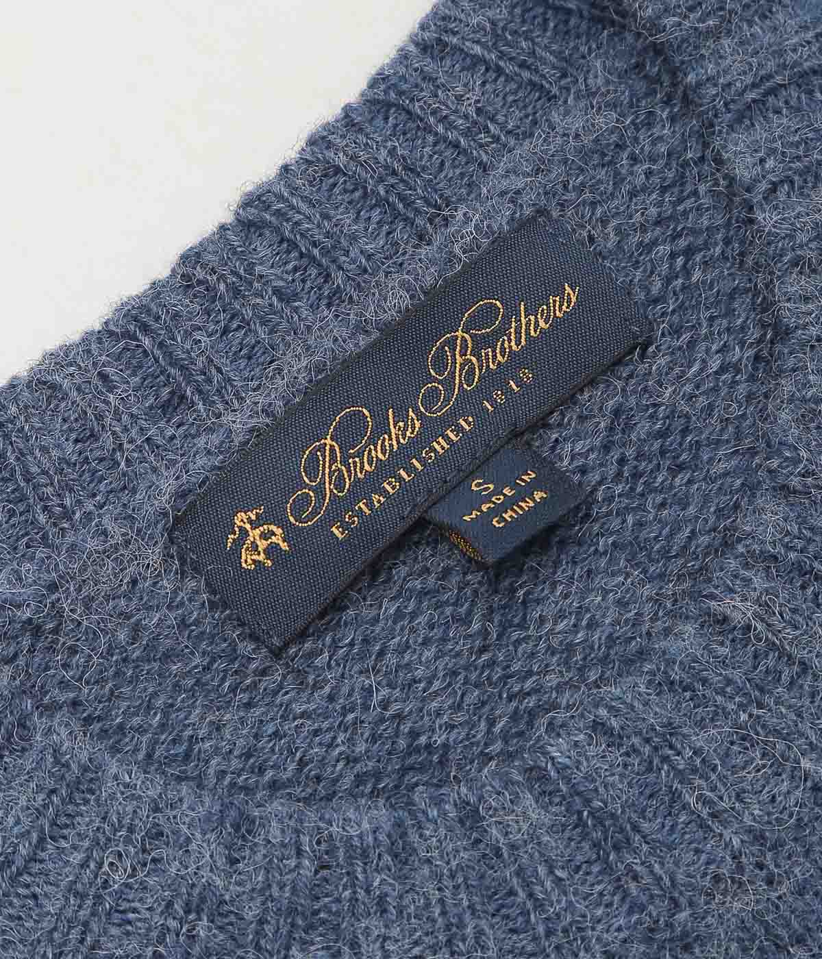 BROOKS BROTHERS ''BRUSHED WOOL CREW NECK SWEATER'' (DENIM)