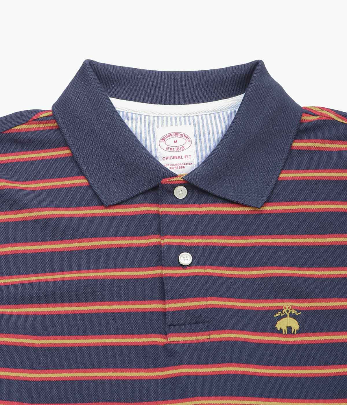 BROOKS BROTHERS ``GF STRIPE POLO L/S'' (NAVY)