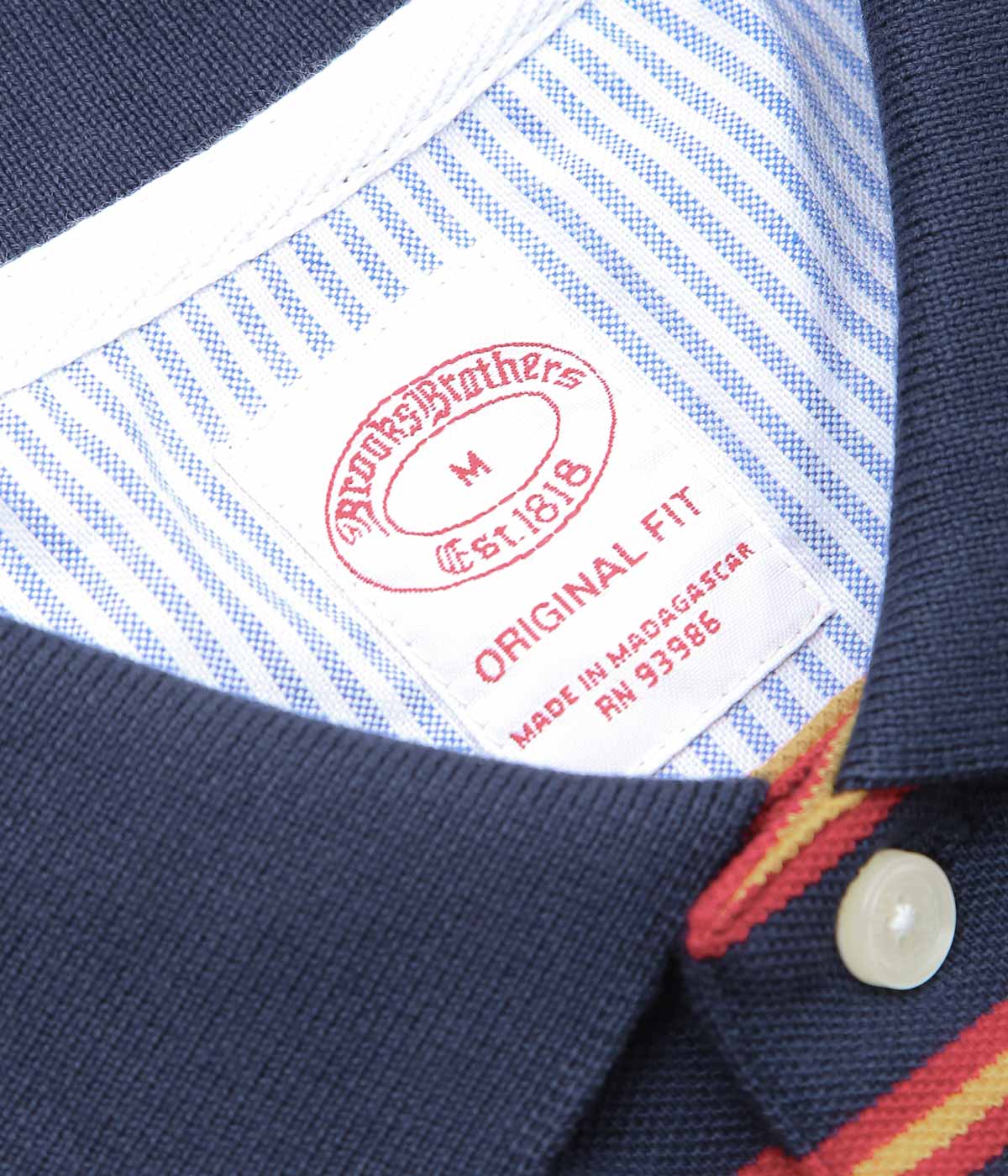 BROOKS BROTHERS ``GF STRIPE POLO L/S'' (NAVY)