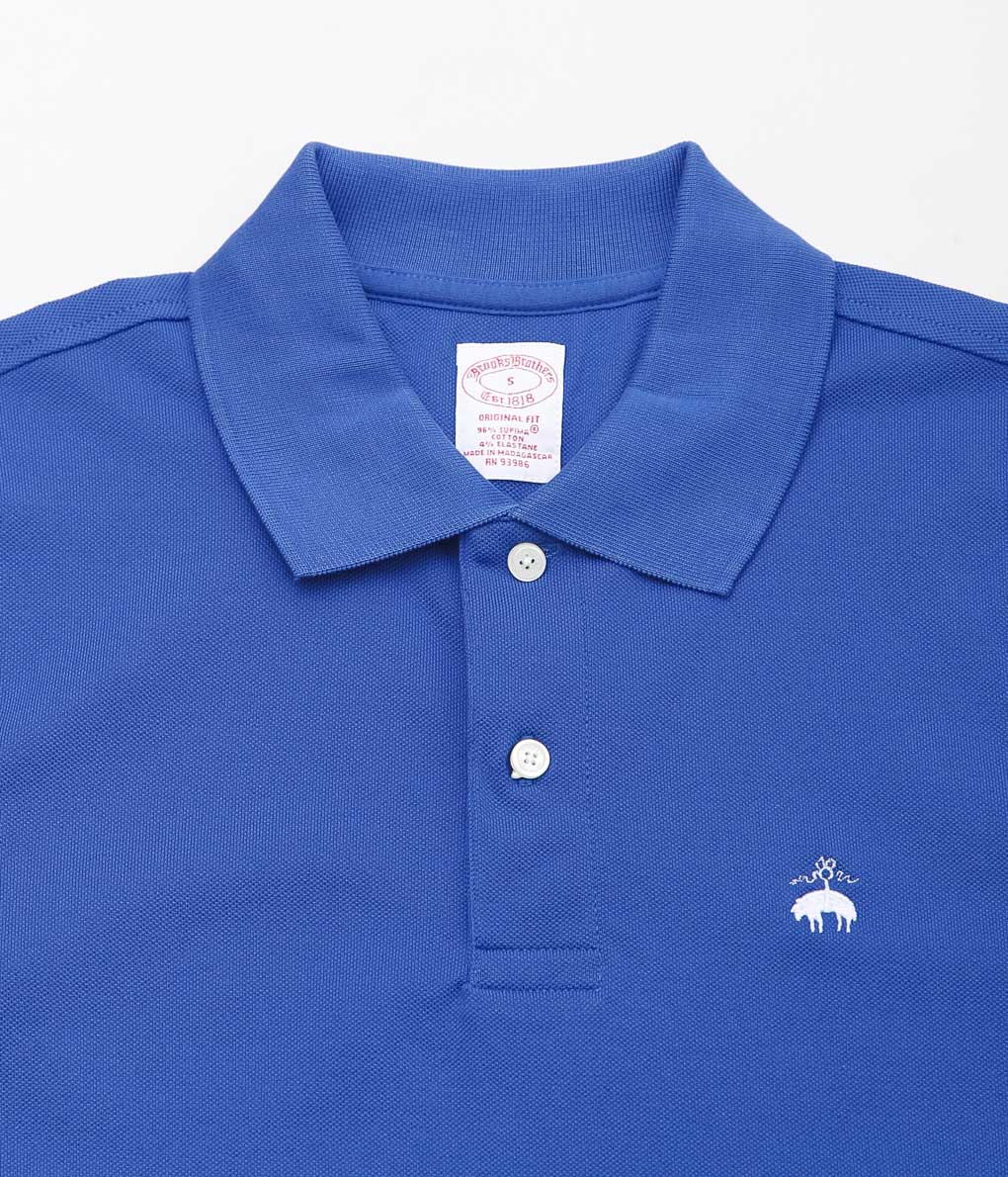 BROOKS BROTHERS ''KNT SUPIMA STRETCH PIQUE GF POLO ''(NAVY)