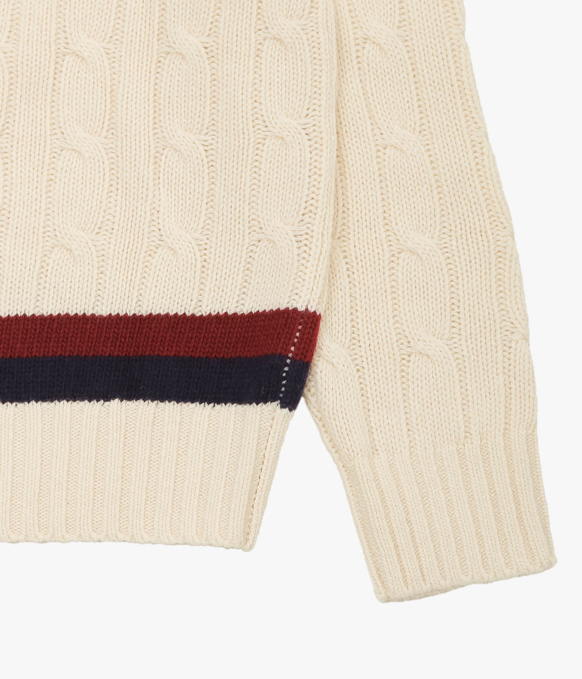 BROOKS BROTHERS ''V NECK CABLE TENNIS SWEATER'' (IVORY)