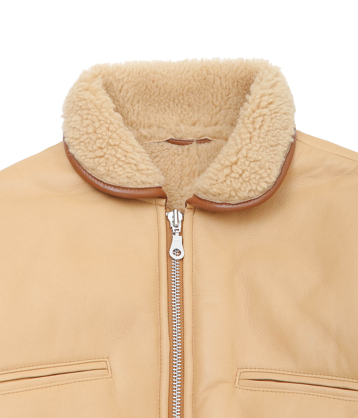 CAWLEY ''LEATHER BACK CURLY HAIR SHEEPSKIN FLYING JACKET'' (TAN)