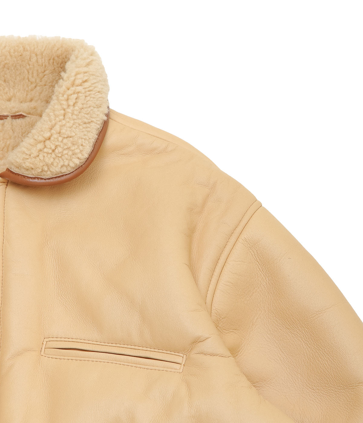 CAWLEY ''LEATHER BACK CURLY HAIR SHEEPSKIN FLYING JACKET'' (TAN)