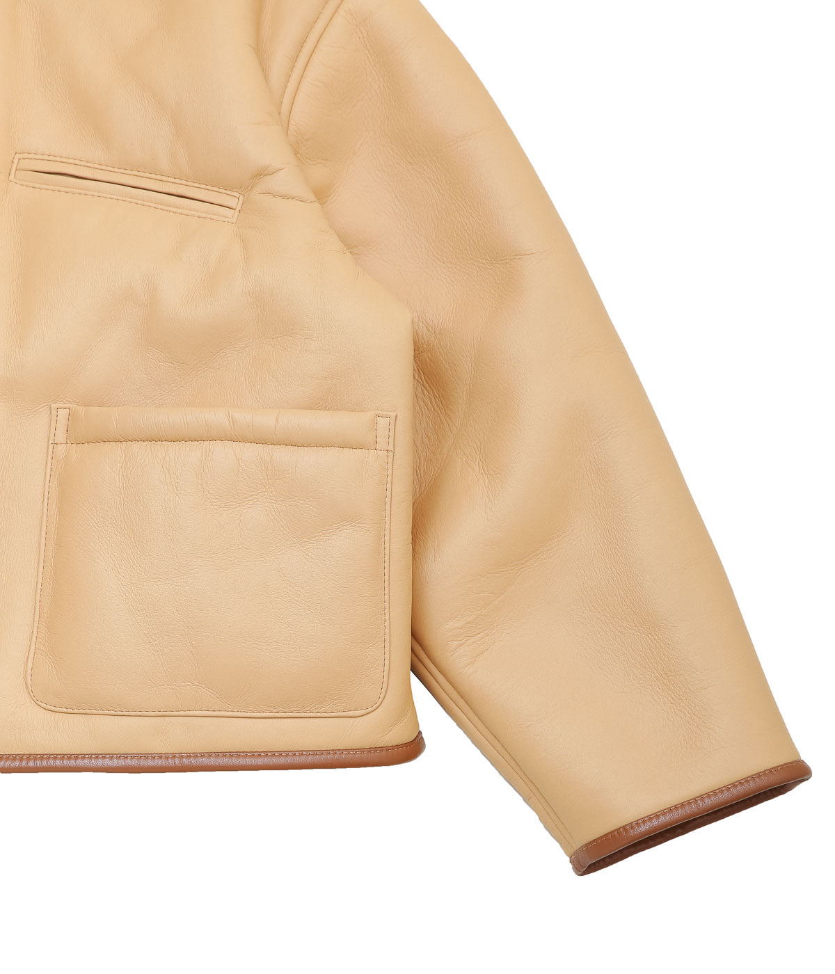 CAWLEY ''LEATHER BACK CURLY HAIR SHEEPSKIN FLYING JACKET'' (TAN)