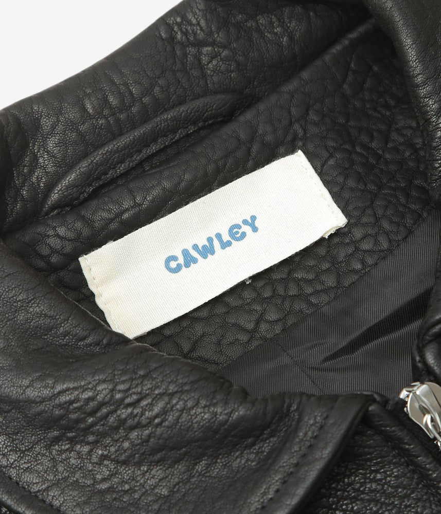 CAWLEY ''STRETCH WRINKLE LEATHER FLYING JACKET'' (LIQUORICE)
