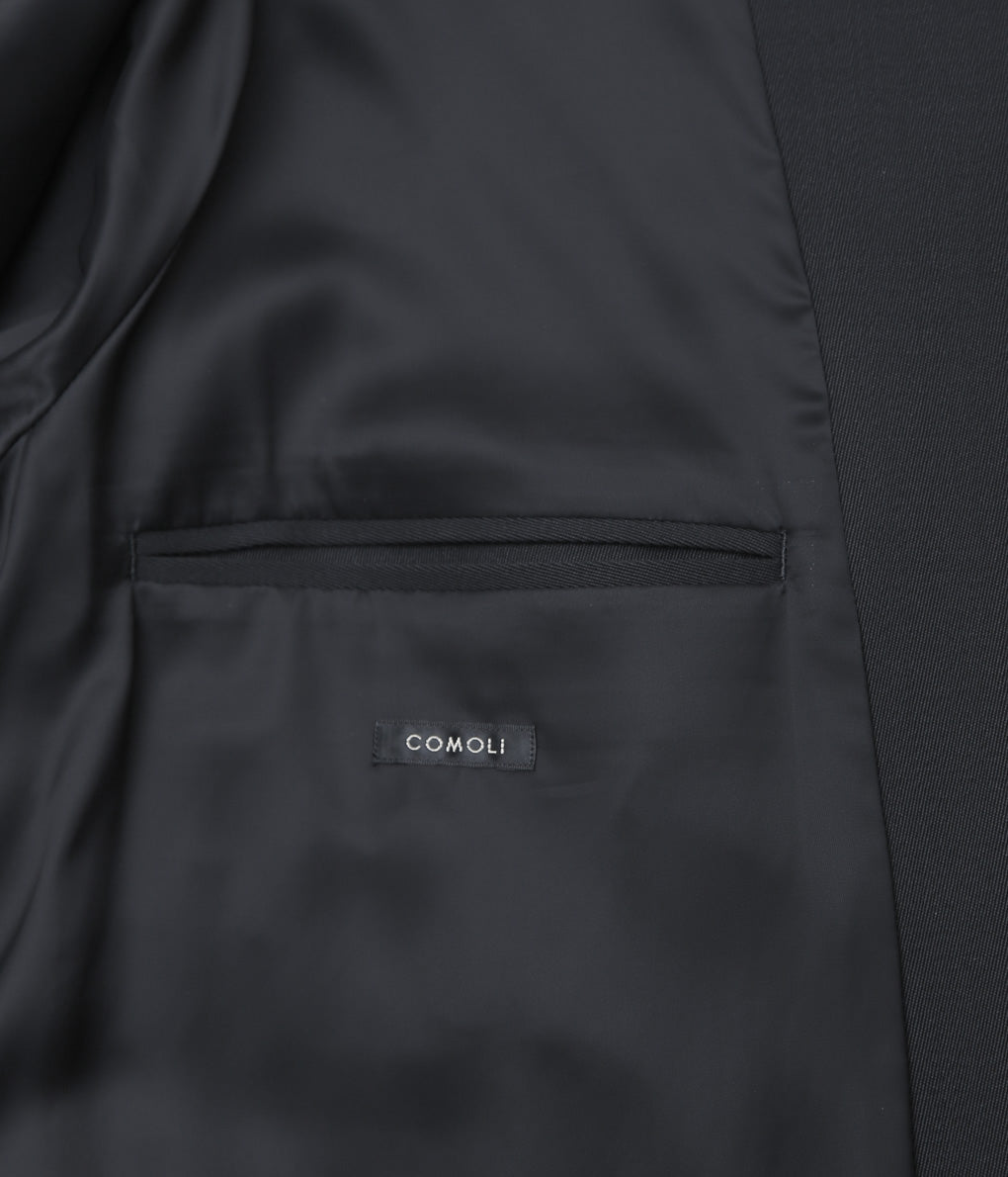 COMOLI ''Wool gabardine bal collar coat'' (BLACK)